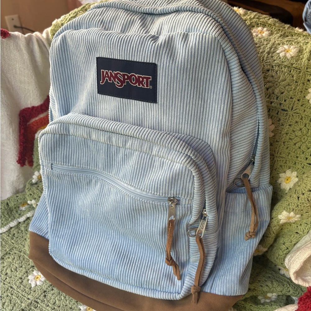 JanSport Corduroy Blue Backpack